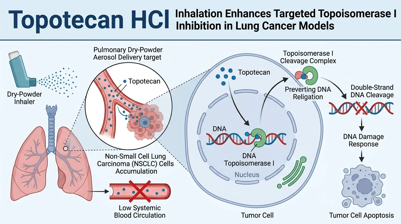 Schematic diagram of Topoisomerase I DNA cleavage pathway in lung cancer showing targeted inhibition